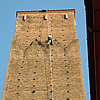 Restoration work on the walls of the ''Prendiparte-Bed & Brekfast'' Tower in Bologna